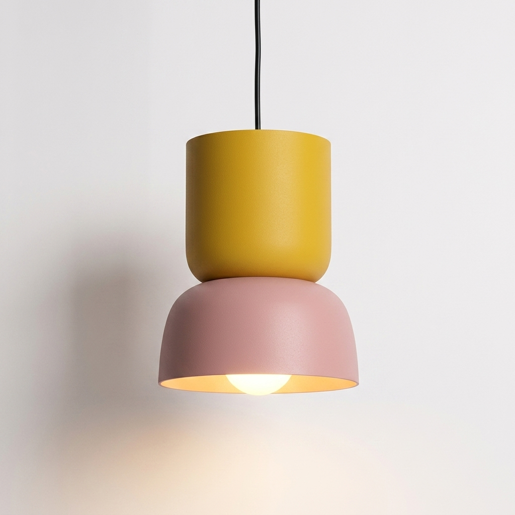 Stacked pendant, small yellow and pink