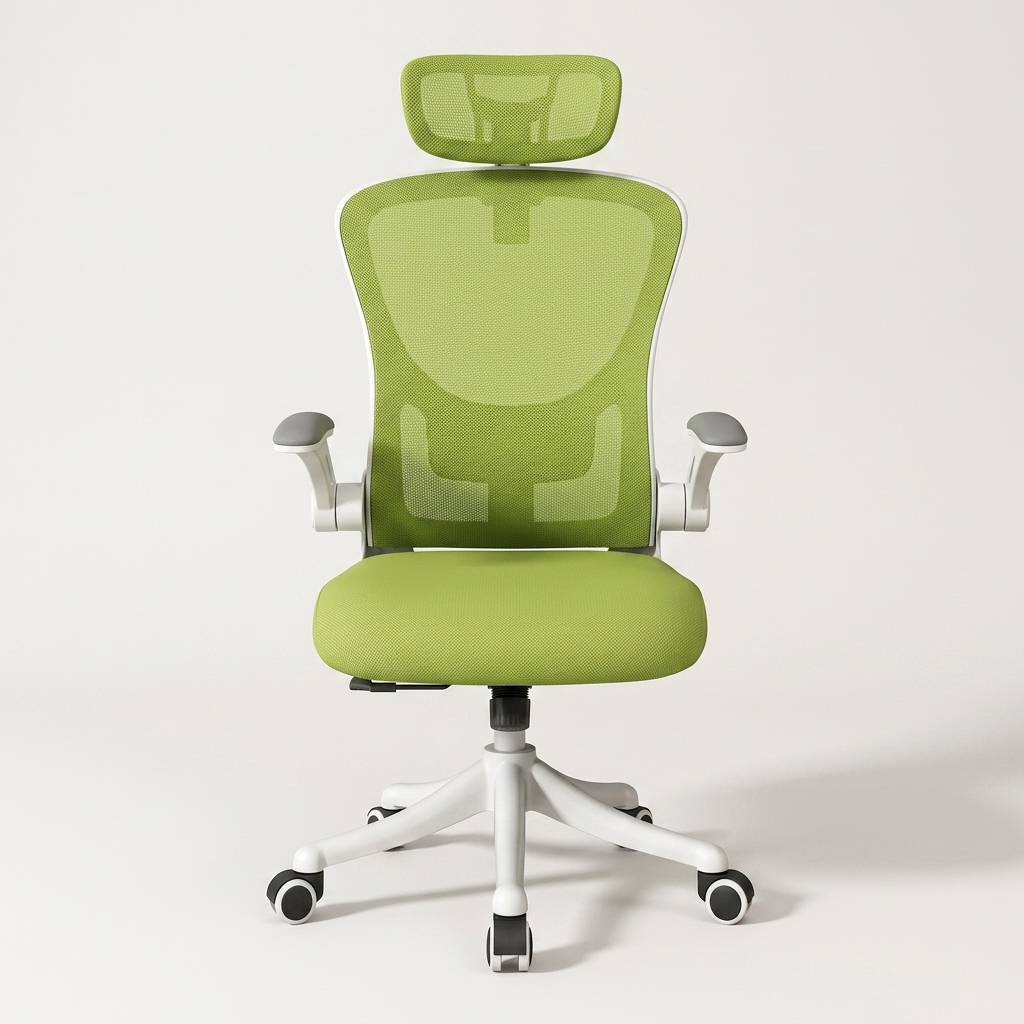 Ergonomic Mesh Office Chair head-on, Green