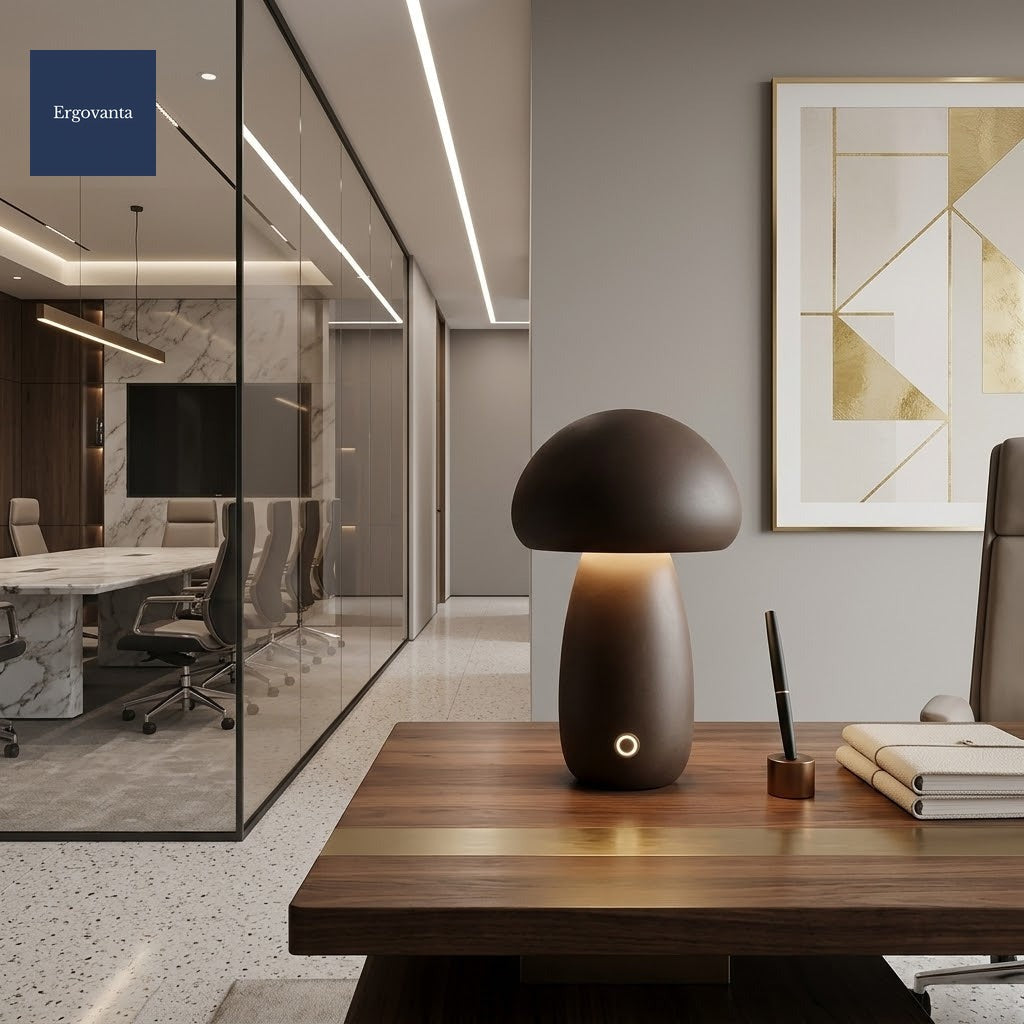 Wooden Mushroom LED Desk Lamp - Minimalist Ambient Accent Light