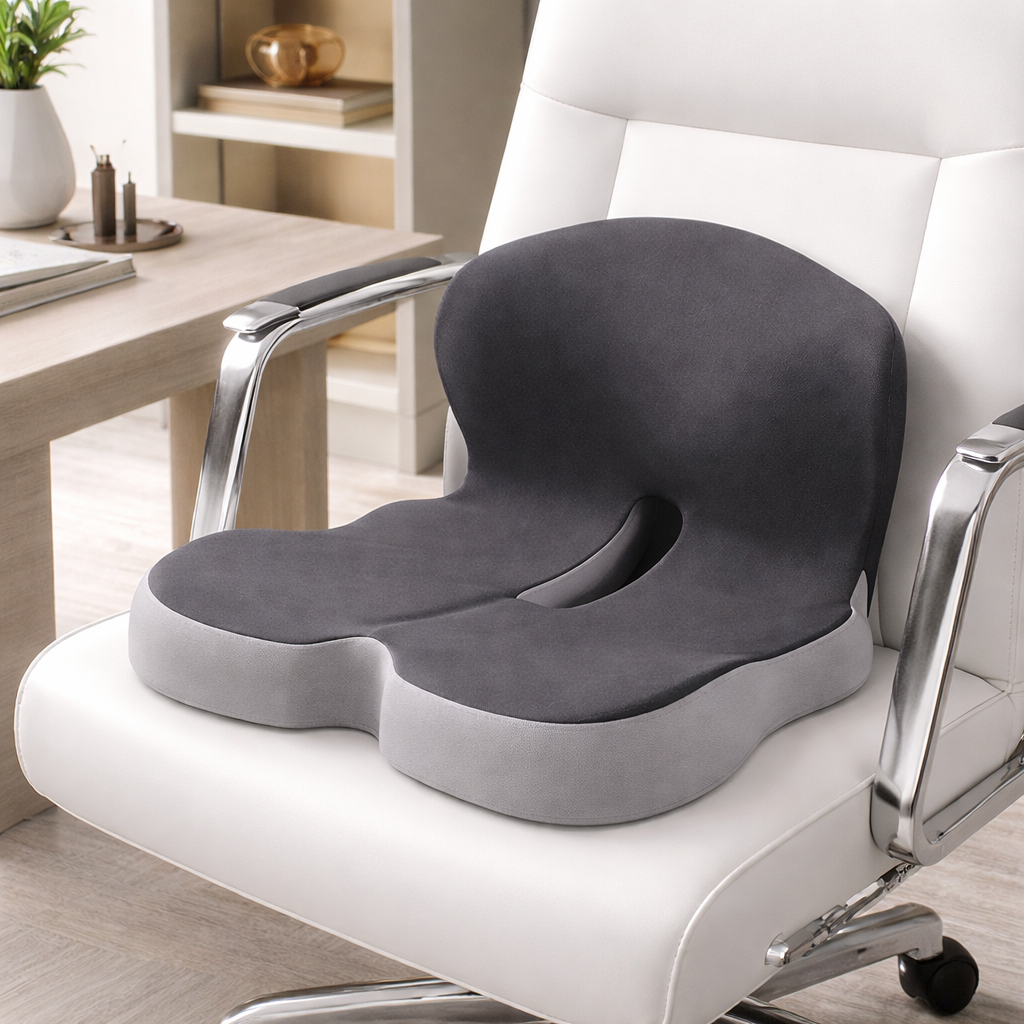 Memory Foam Seat Cushion with Back Support, styled hero shot