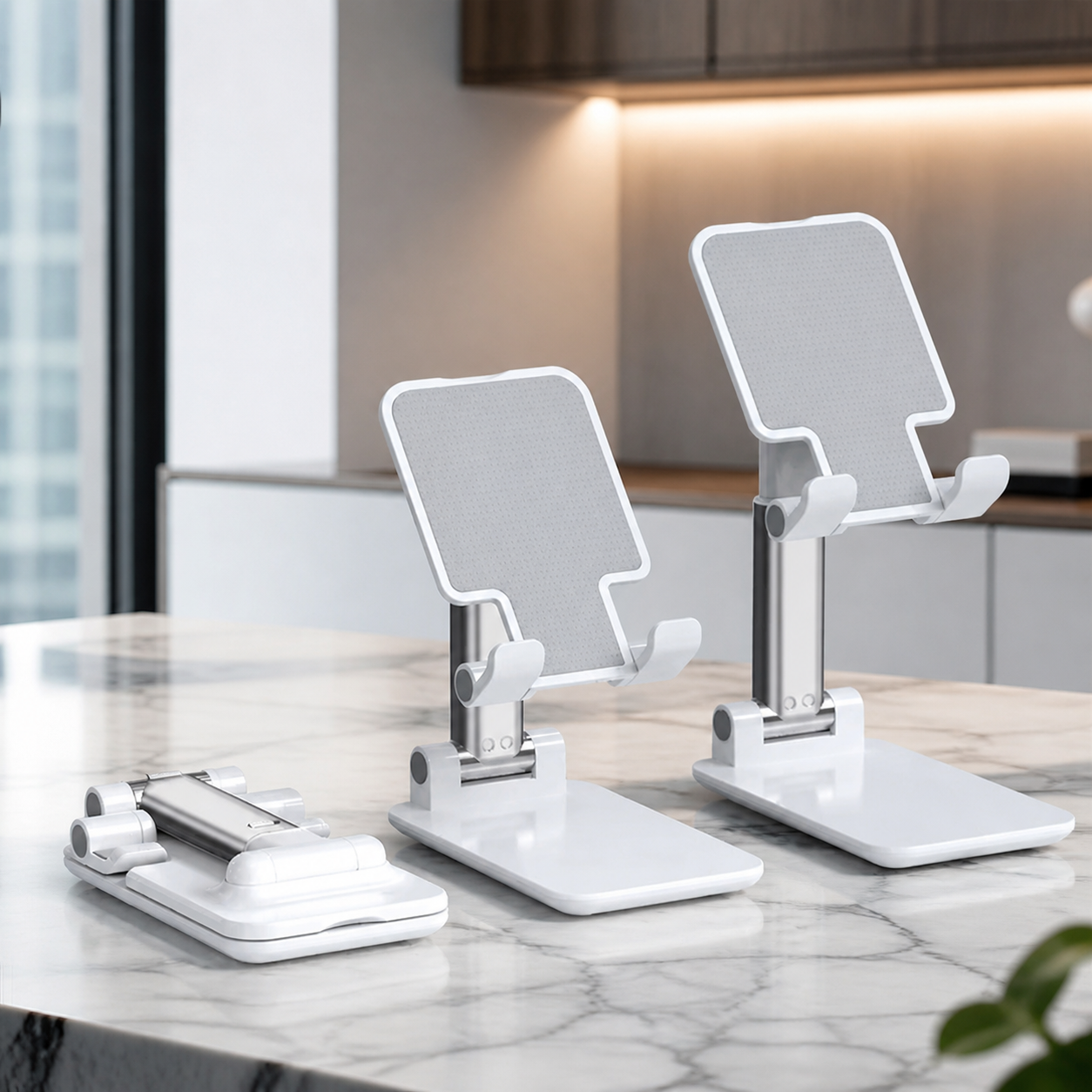 Foldable Adjustable Phone Stand, White