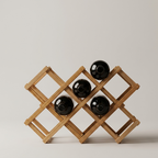 Foldable Solid Wood Wine Rack, studio view