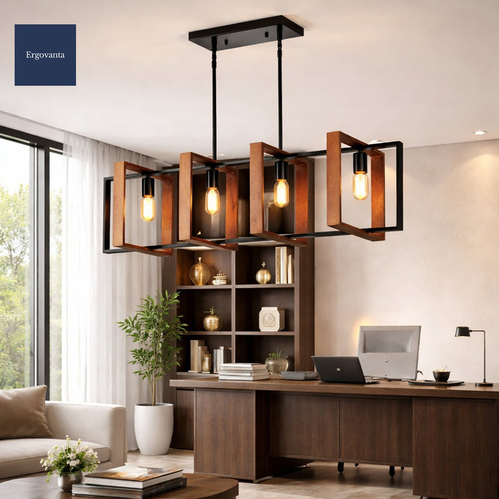 4-Light Rectangular Pendant Chandelier scene 6