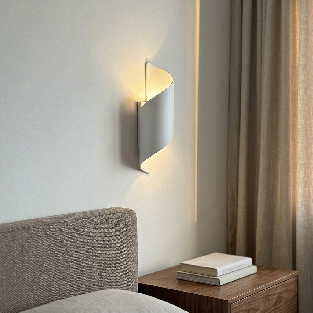 Spiral Up-Down Wall Sconce in White