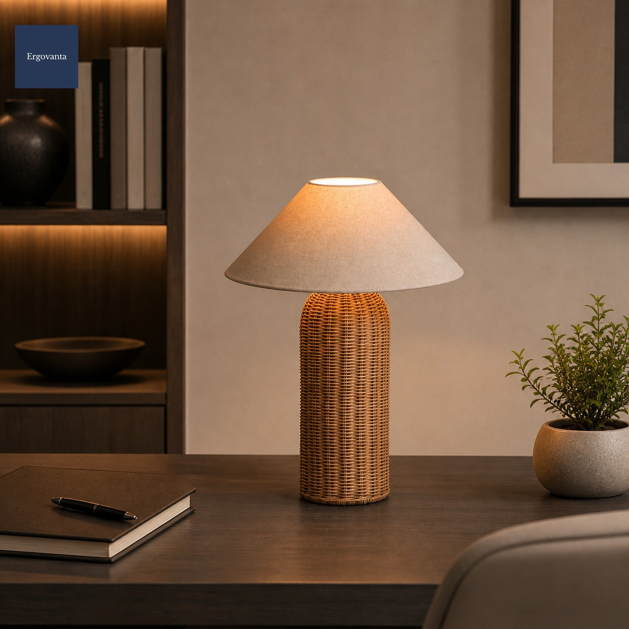 Woven Rattan Table Lamp