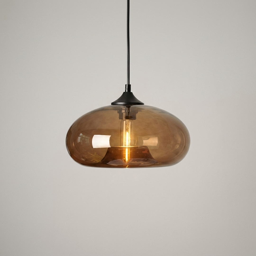 Glass Pendant, Oval Coffee Brown
