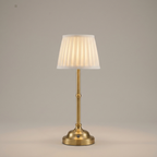 Cordless Pleated-Shade Table Lamp in Gold, studio view