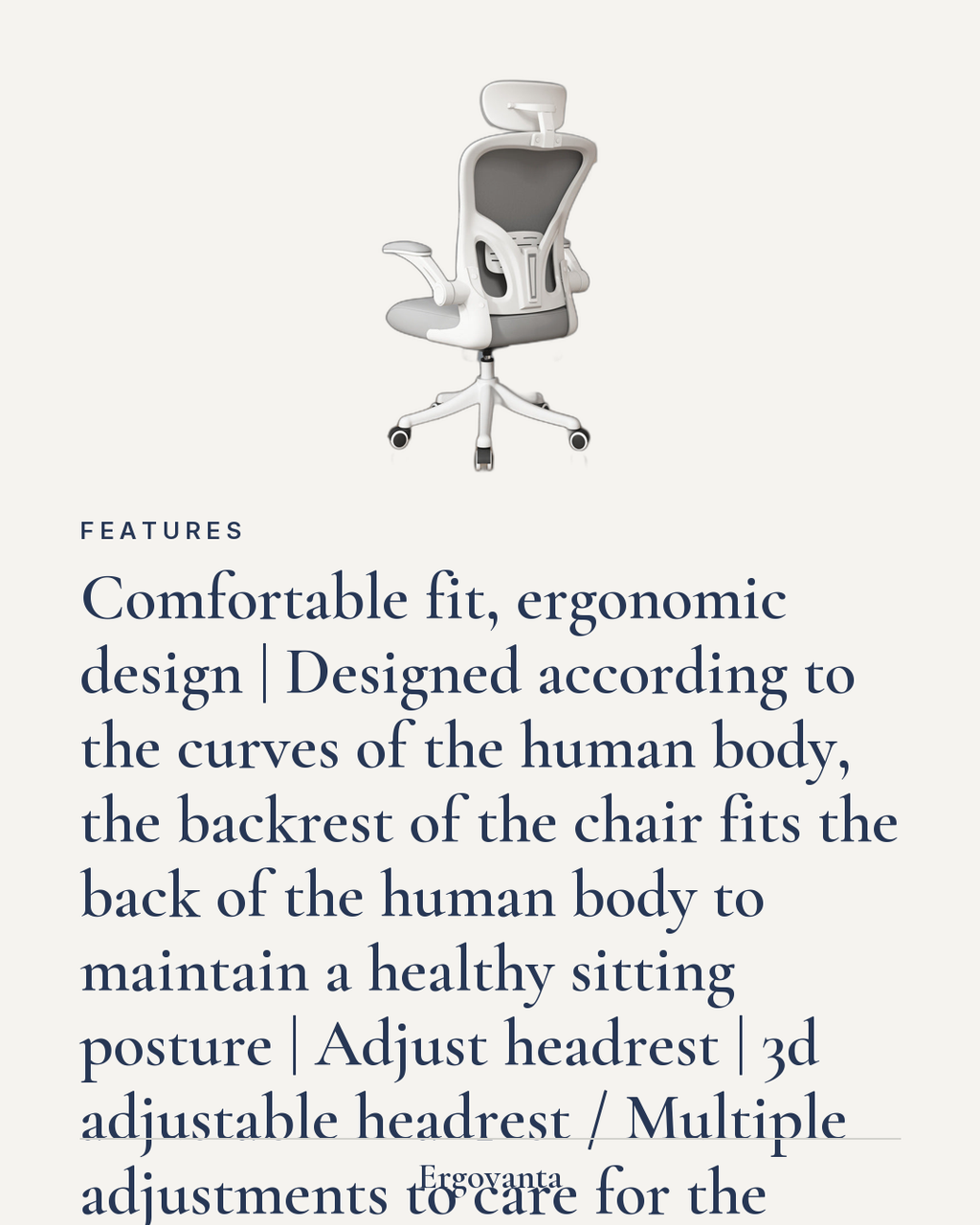 Ergovanta ergonomic mesh office chair feature detail