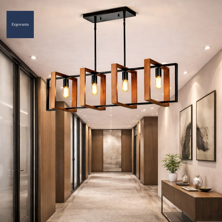 4-Light Rectangular Pendant Chandelier scene 5