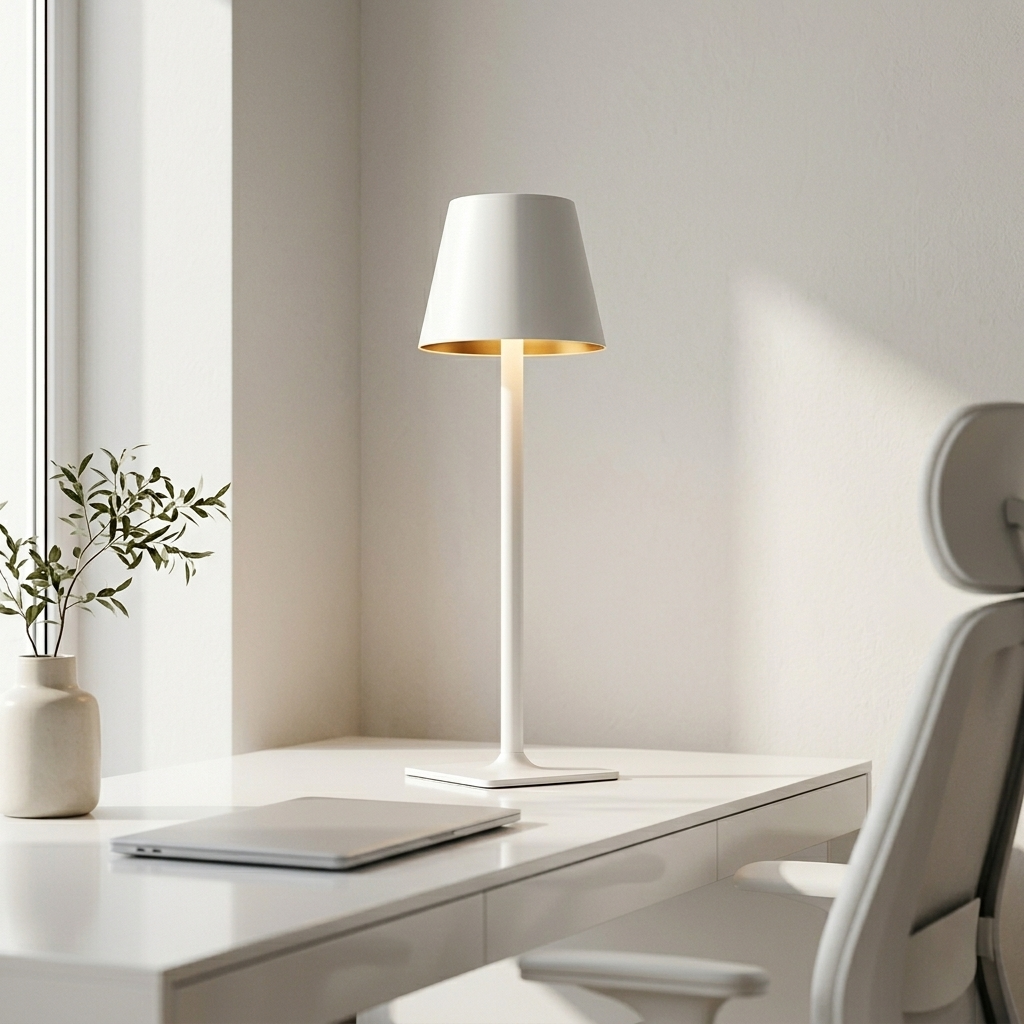 Tall Cordless Touch-Dim Lamp, White