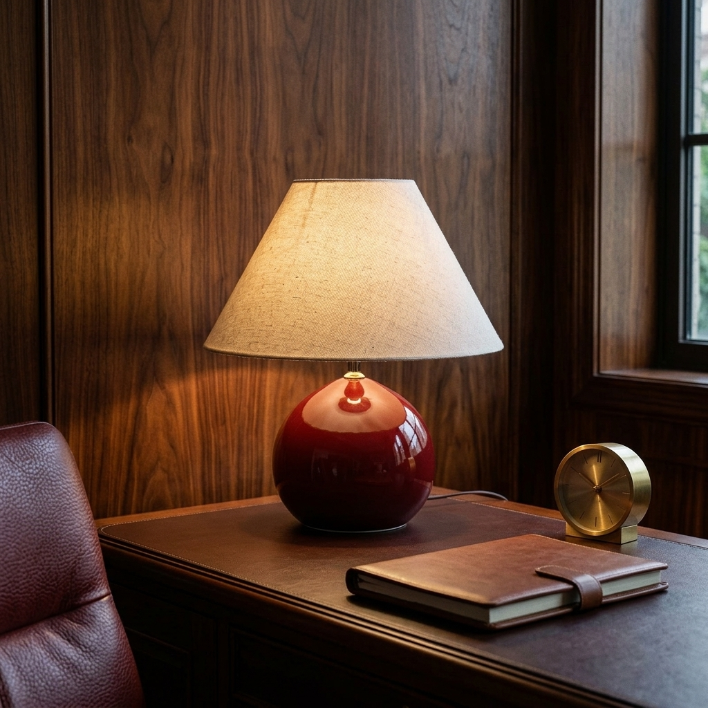 Vintage Ceramic Tableside Lamp, styled hero shot 3