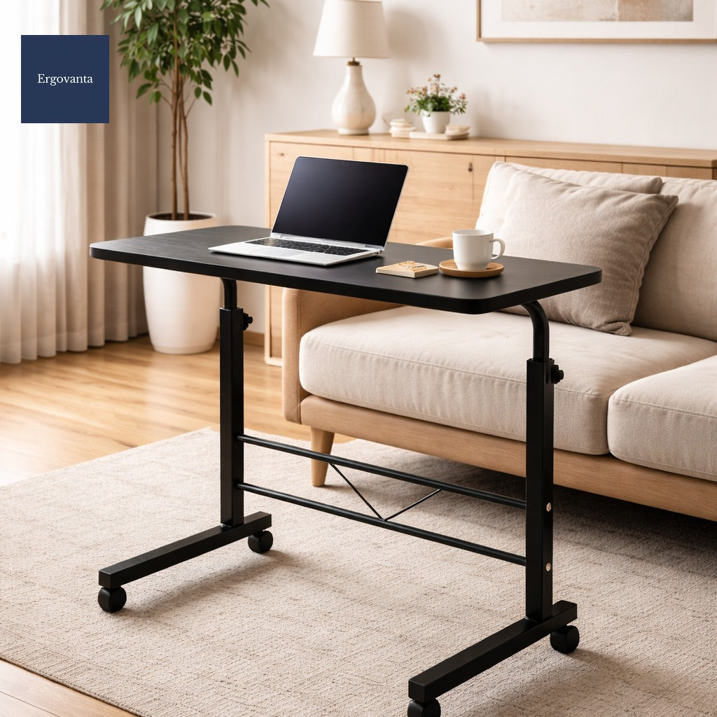 Adjustable Rolling C-Shape Laptop Side Table