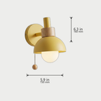 Nordic Wood Dome Wall Sconce dimensions in Yellow - 6.3 in / 160 mm tall, 5.9 in / 150 mm wide, 7.9 in / 200 mm deep