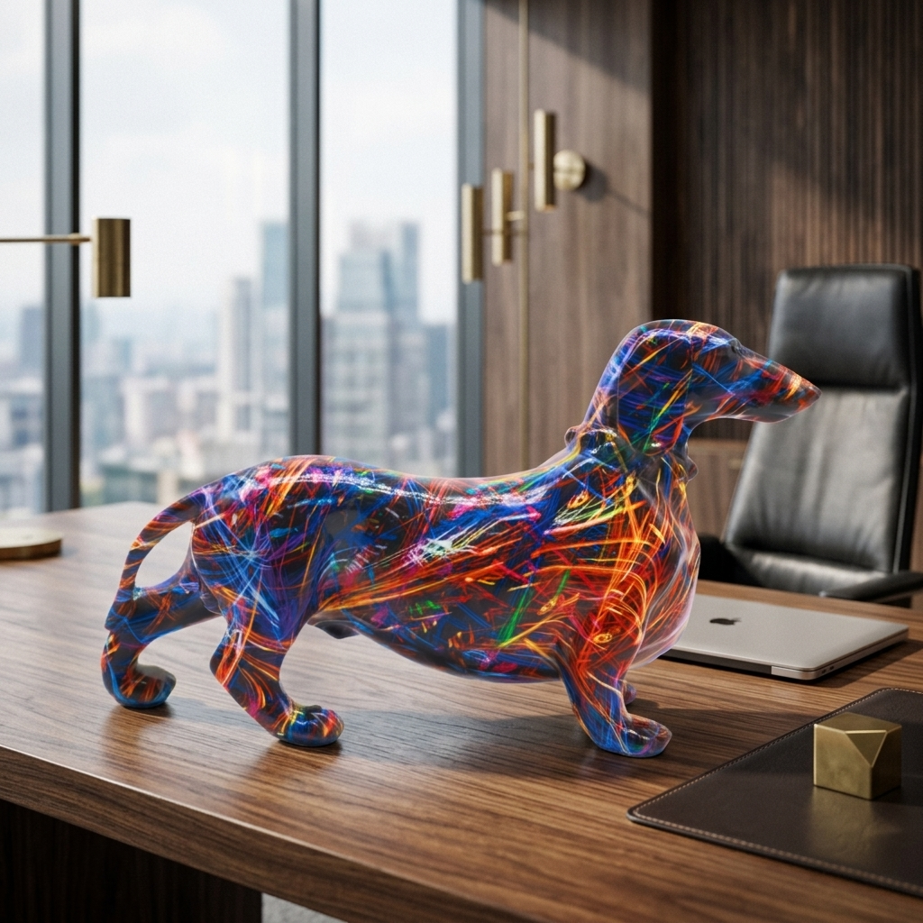 Splatter Dachshund Sculpture, Large