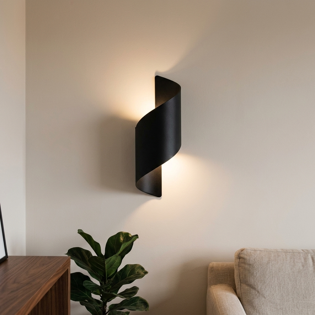 Spiral Up-Down Wall Sconce in Black