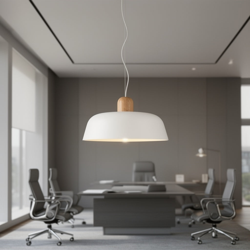 Nordic Wood Pendant Light, White