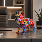 Modern Bulldog Resin Sculpture, styled hero shot