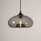 Glass Pendant, Oval Smoke Gray