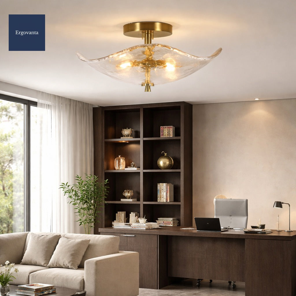 Modern Gold Semi-Flush Ceiling Light scene 5