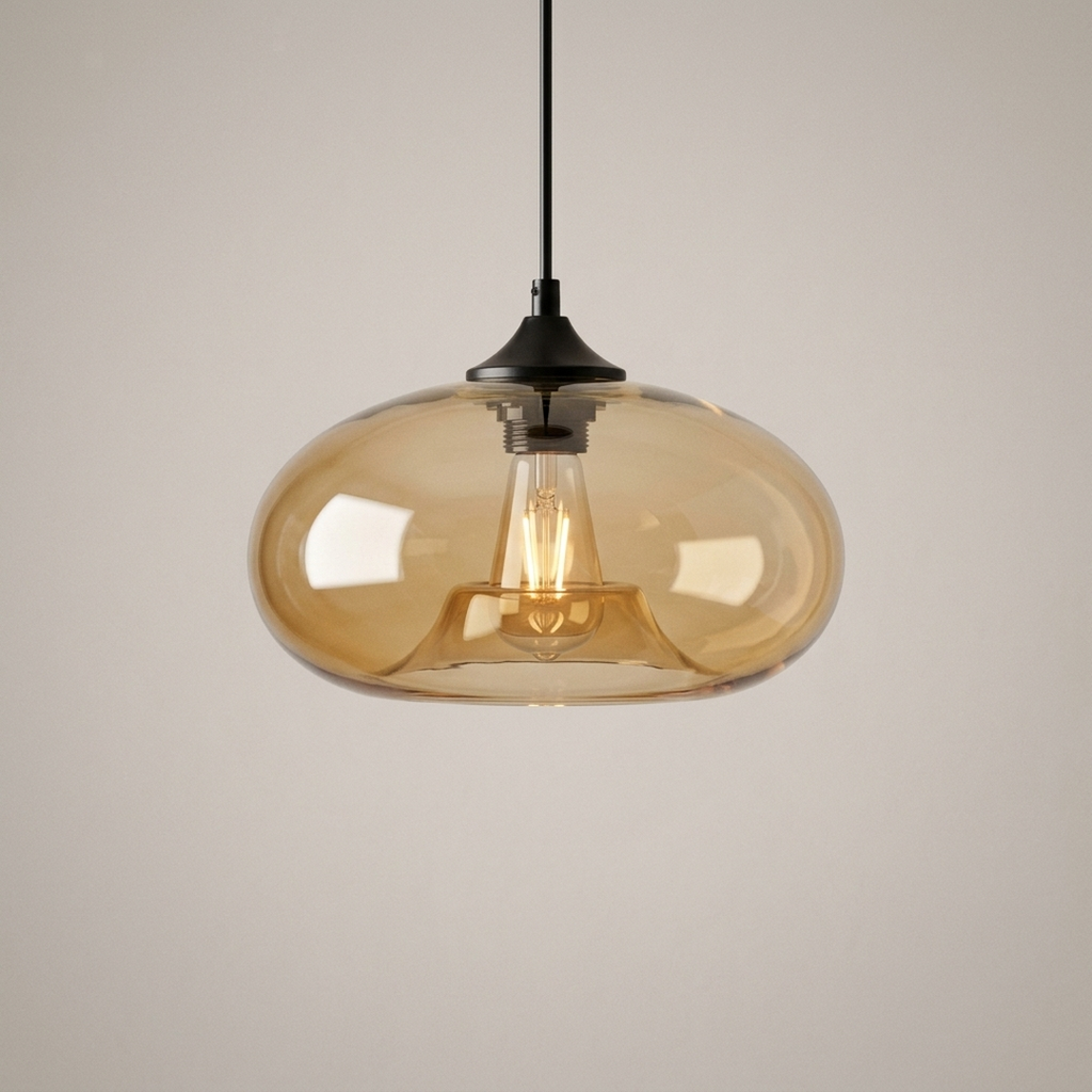 Glass Pendant, Oval Amber