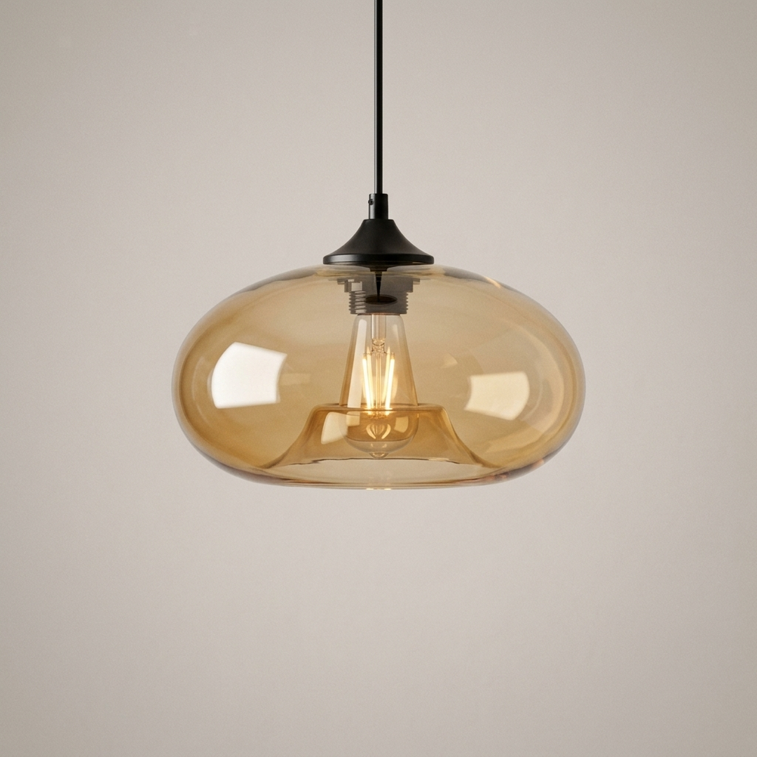 Glass Pendant, Oval Amber