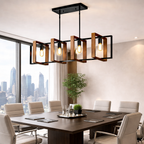 4-Light Rectangular Pendant Chandelier, styled hero shot
