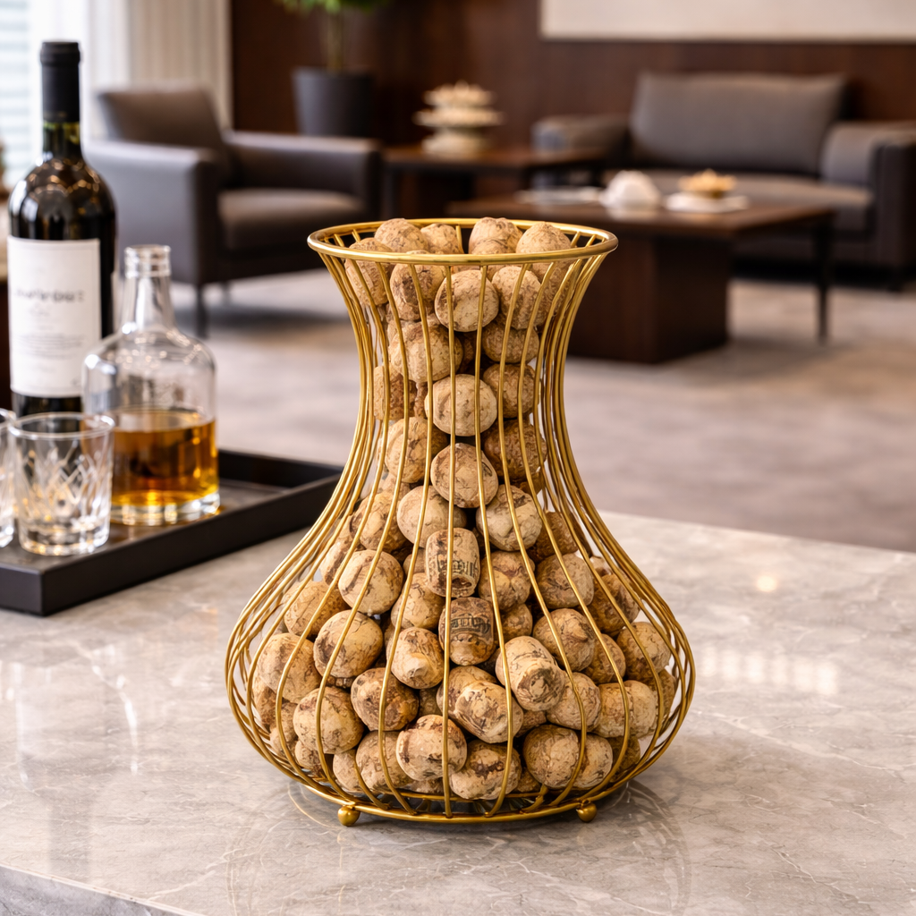 Cork Collection Basket, Gold