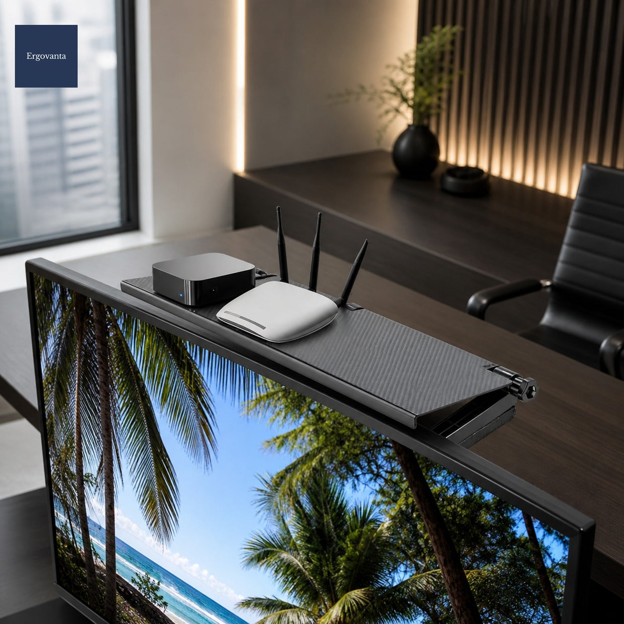 Monitor Top Storage Shelf - Adjustable Screen Organizer Riser