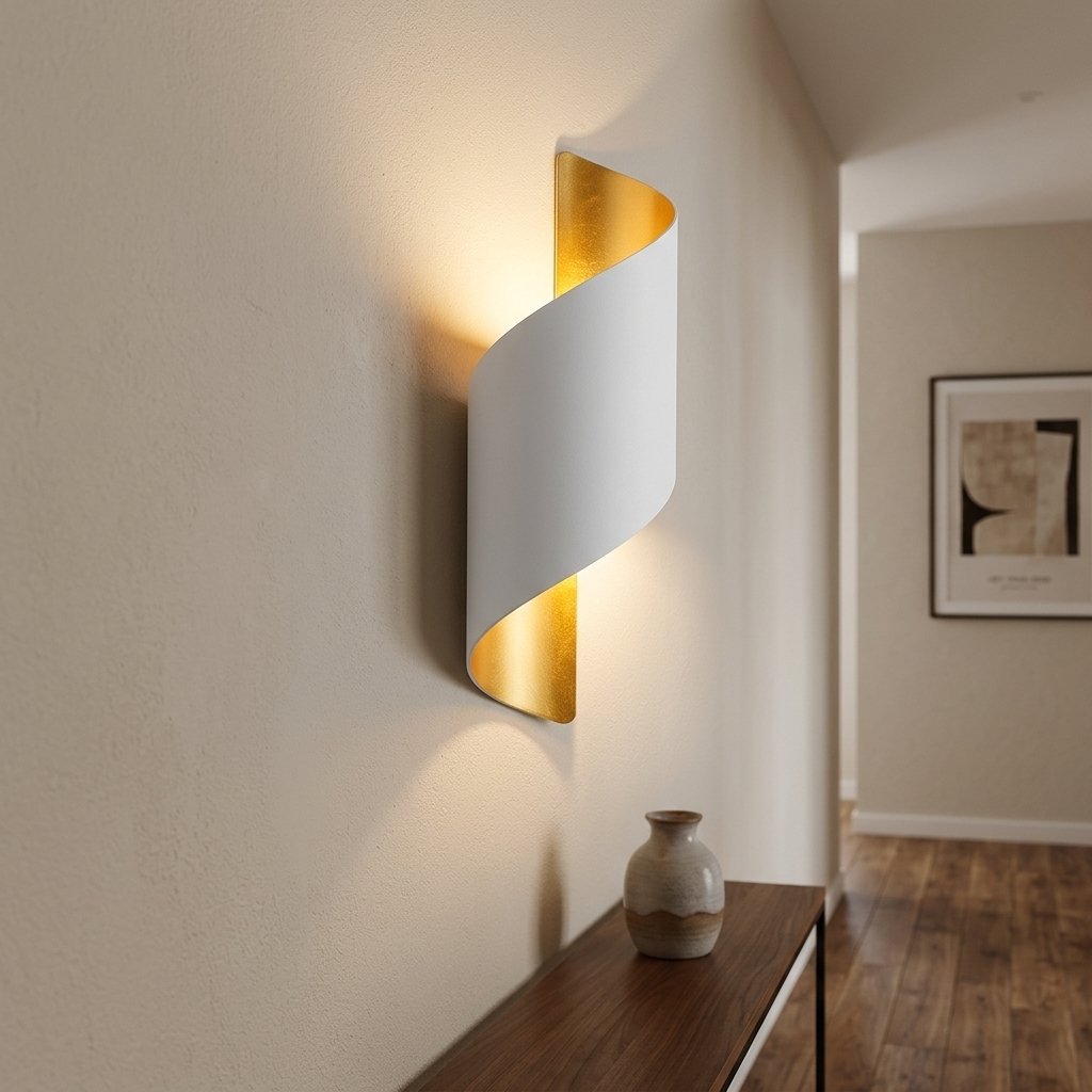 Spiral Up-Down Wall Sconce in White Gold