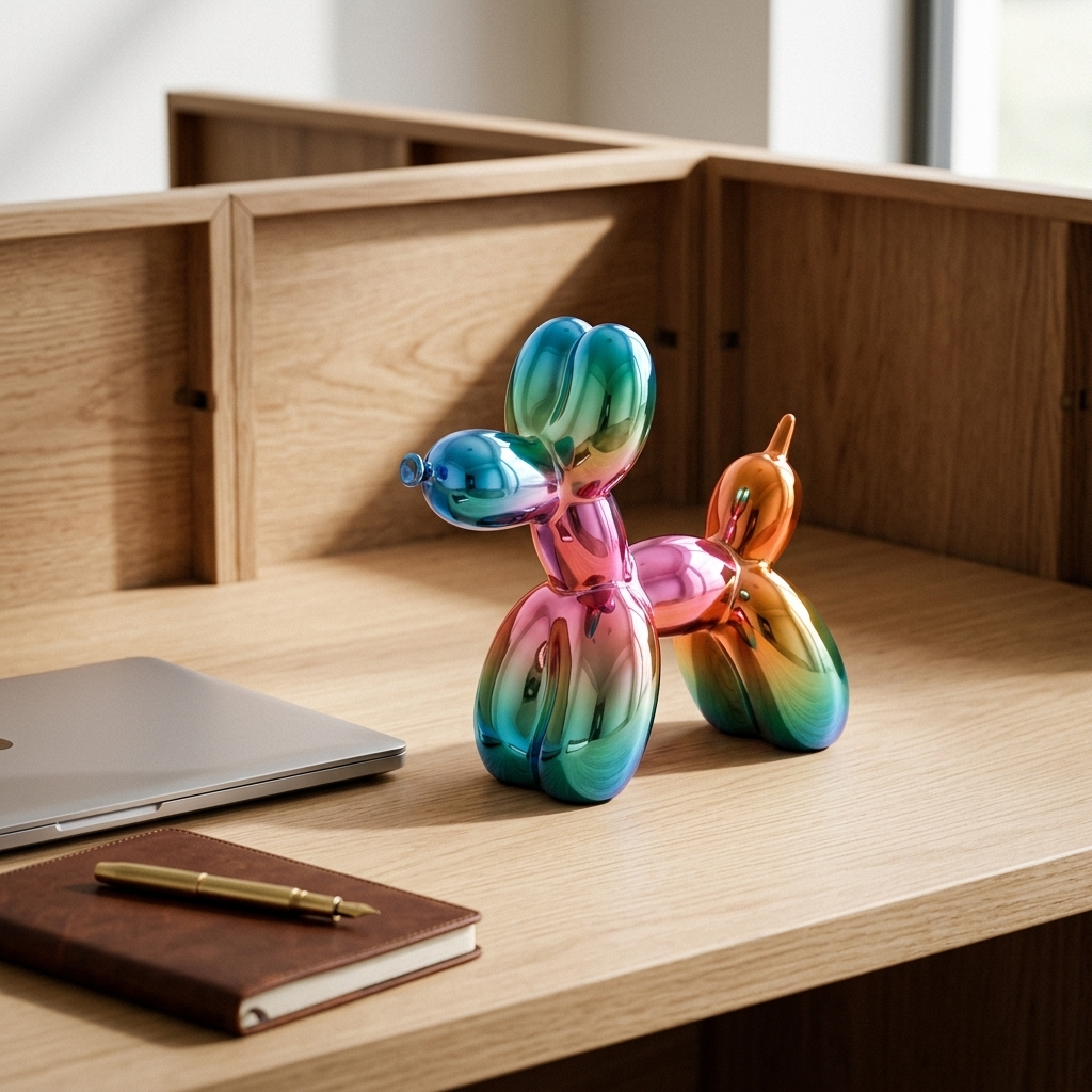 Ceramic Balloon Dog Sculpture, Multicolored