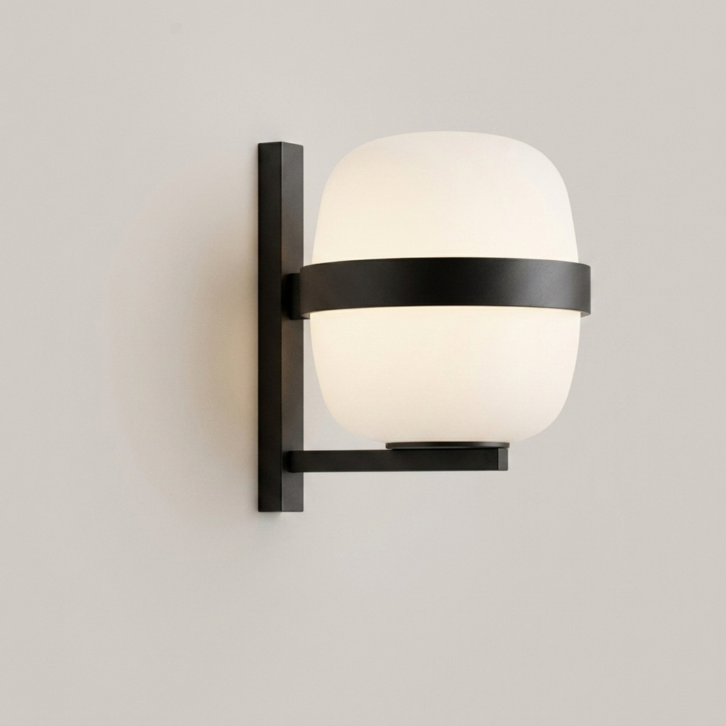 Frosted Glass Cocoon Wall Sconce in matte black, studio view