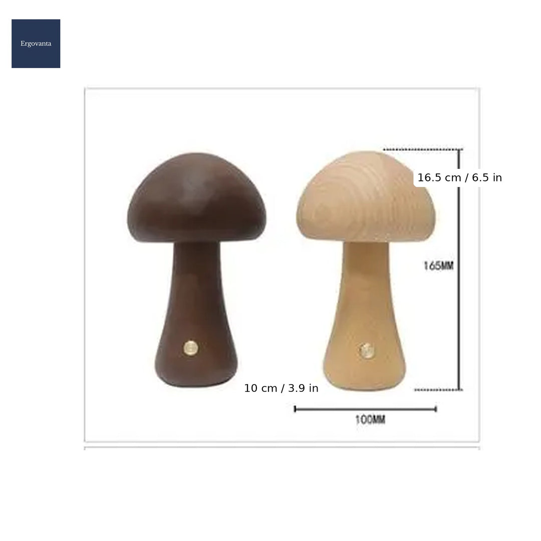 Wooden Mushroom LED Desk Lamp - Minimalist Ambient Accent Light