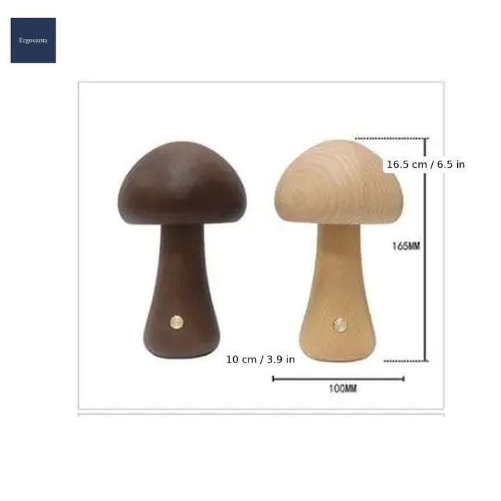 Wooden Mushroom LED Desk Lamp - Minimalist Ambient Accent Light