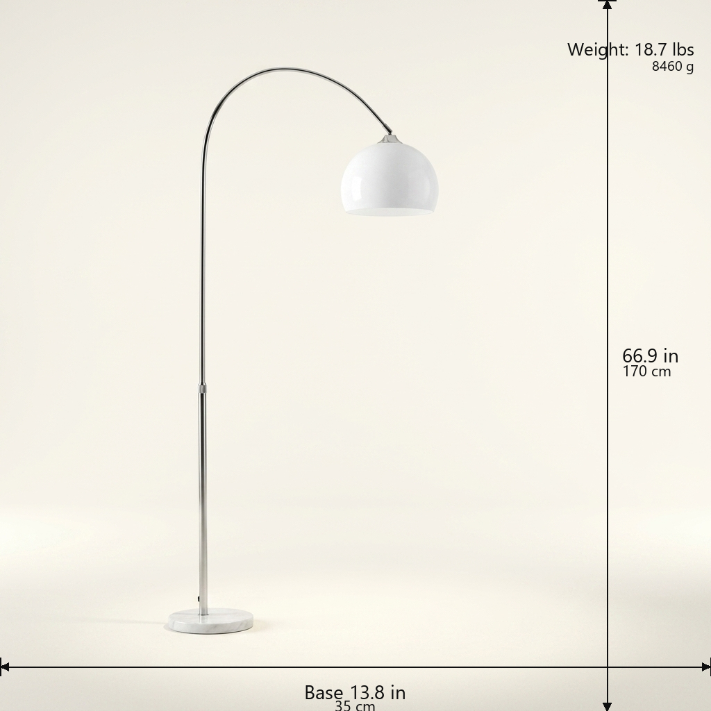 Arc Floor Light white dimensions v2