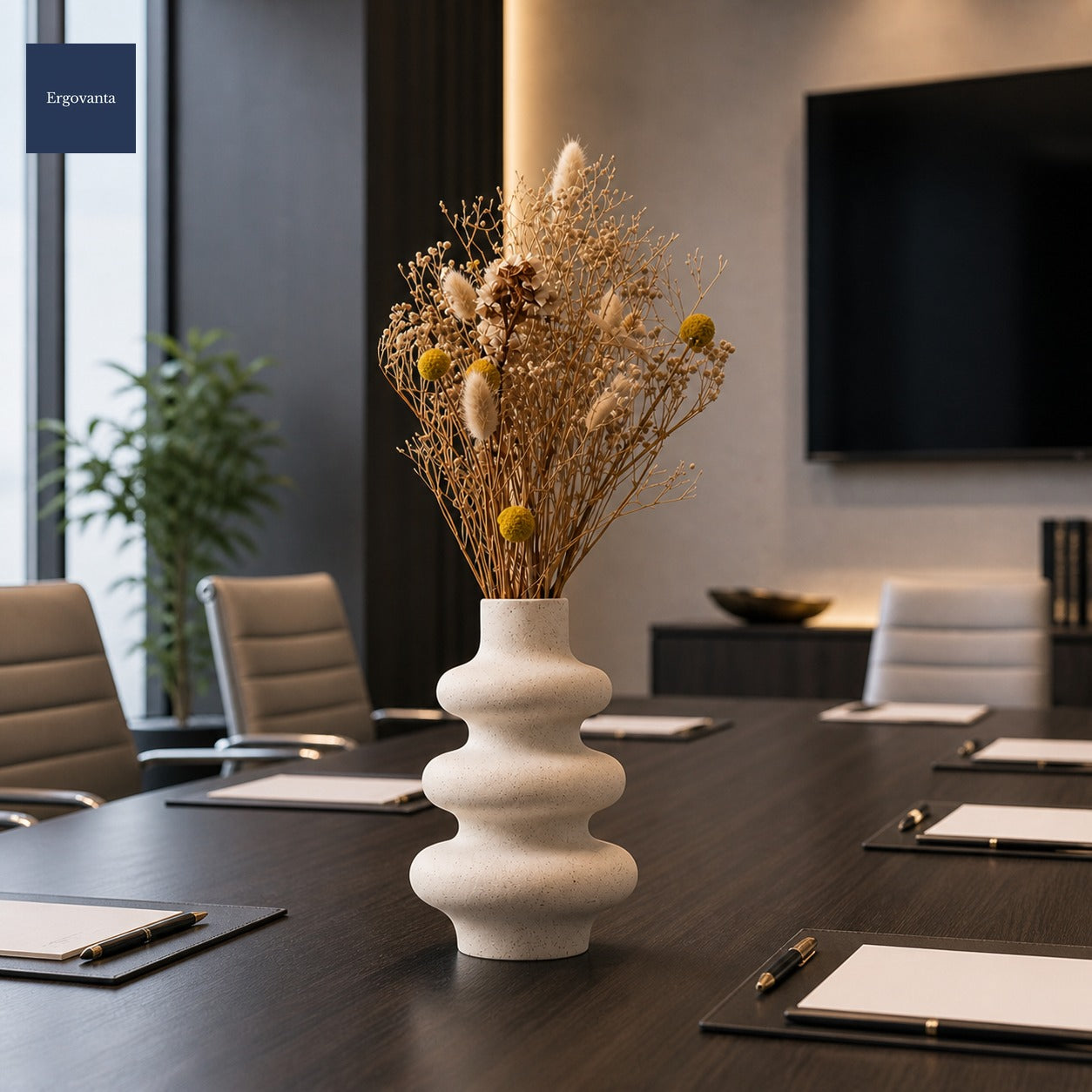 Frosted Ceramic Grain Vase - Modern Office Decor