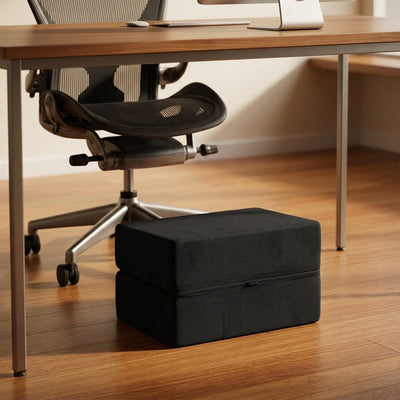 Hassock - Ergonomic Desk Footrest - Washable Cover in black