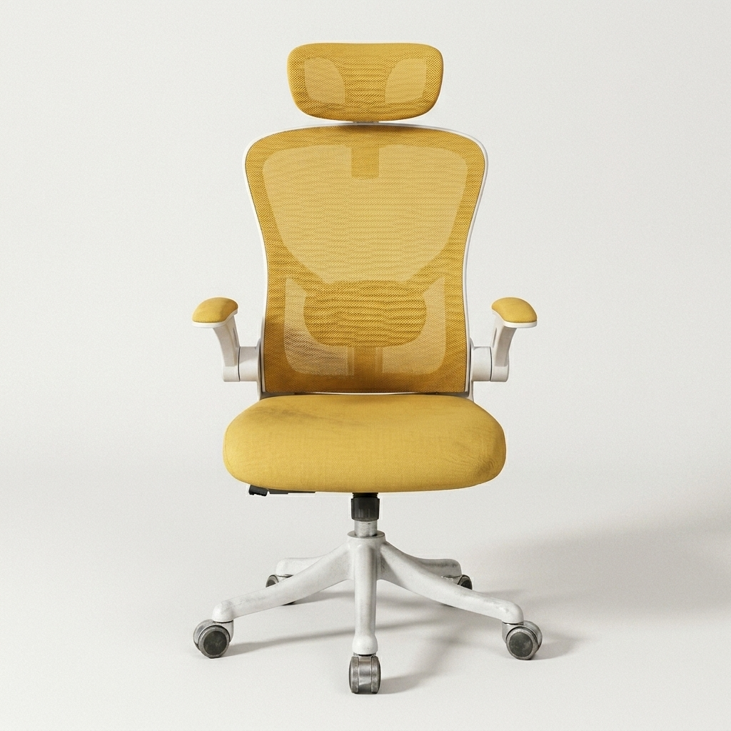 Ergonomic Mesh Office Chair head-on, Yellow