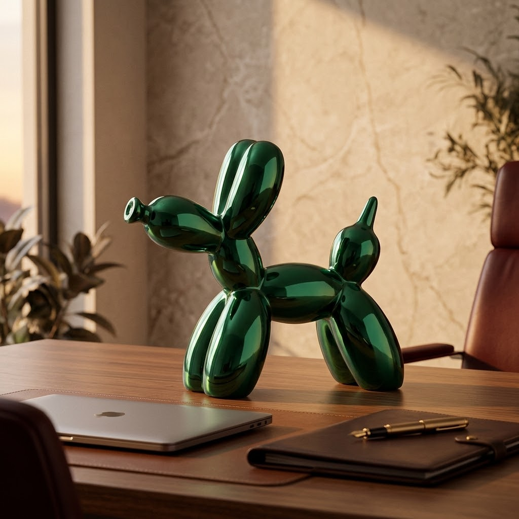 Ceramic Balloon Dog Sculpture, Green