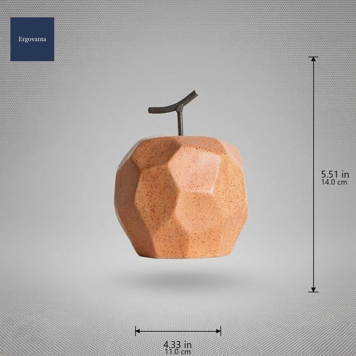 Faceted Porcelain Apple Sculpture - Orange variant dimensions: 4.33 x 5.51 in (11 x 14 cm)