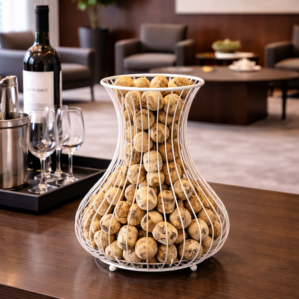 Cork Collection Basket, White