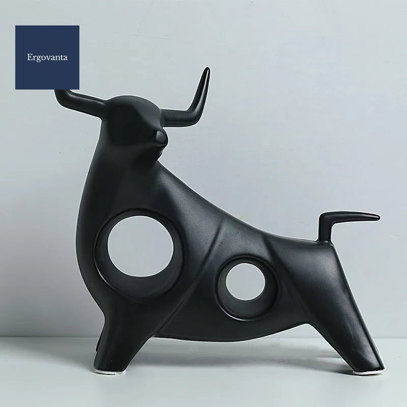 Porcelain Charging Bull Sculpture
