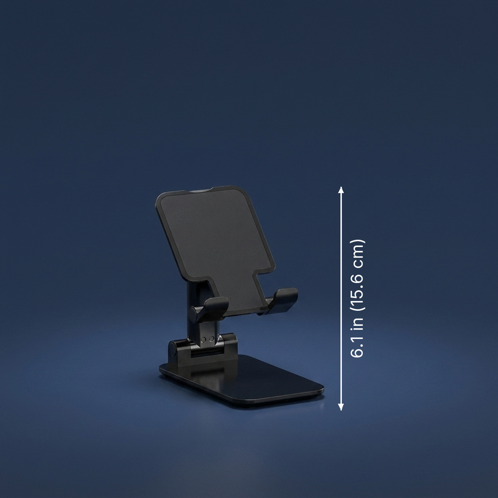 Easel - Foldable Adjustable Phone Stand - Telescopic Desk Holder for Mobile dimension drawing