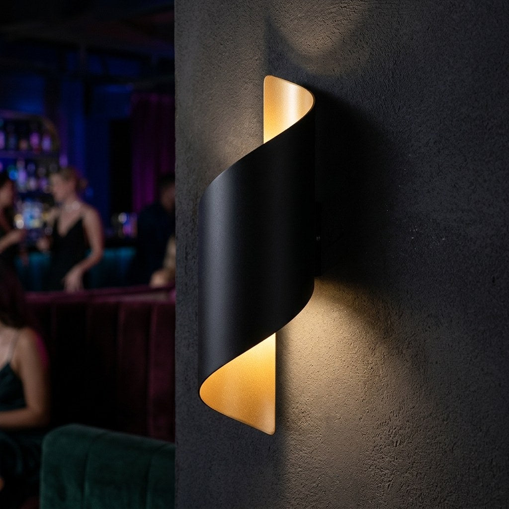 The Spiral Up-Down Wall Sconce in a nightlife venue