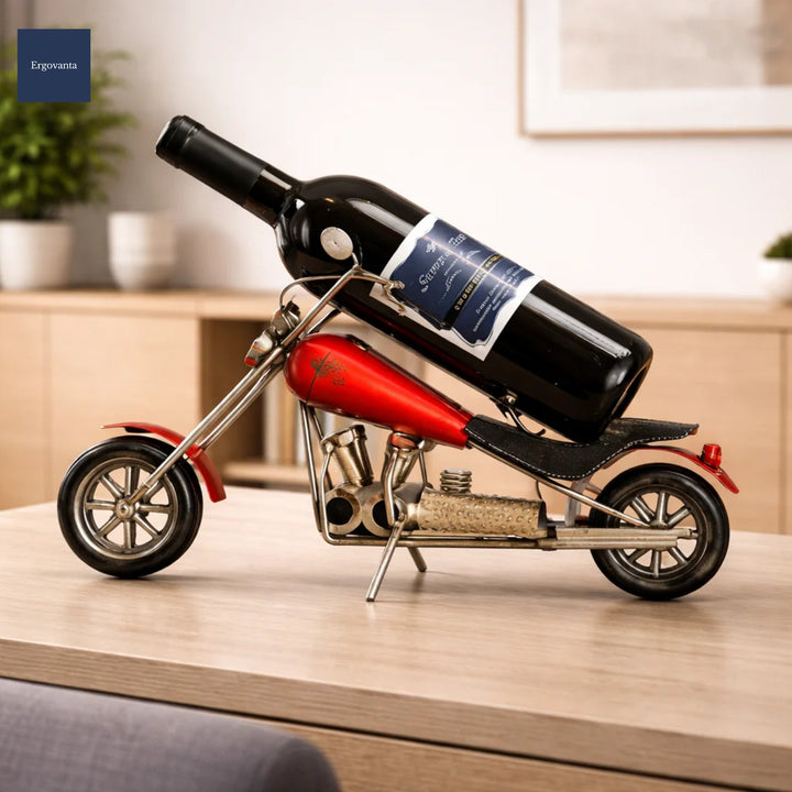 Motorcycle Wrought Iron Wine Bottle Holder - Decorative Bar Accent