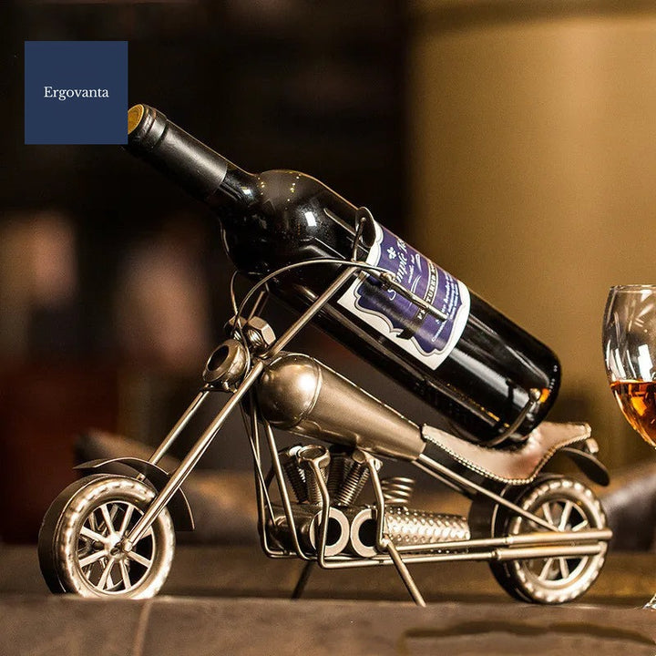 Motorcycle Wrought Iron Wine Bottle Holder - Decorative Bar Accent