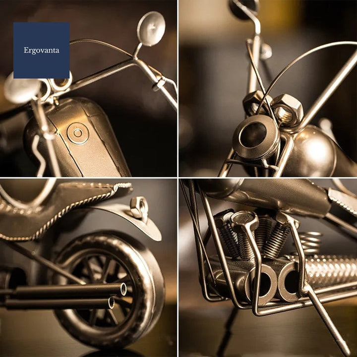 Motorcycle Wrought Iron Wine Bottle Holder - Decorative Bar Accent