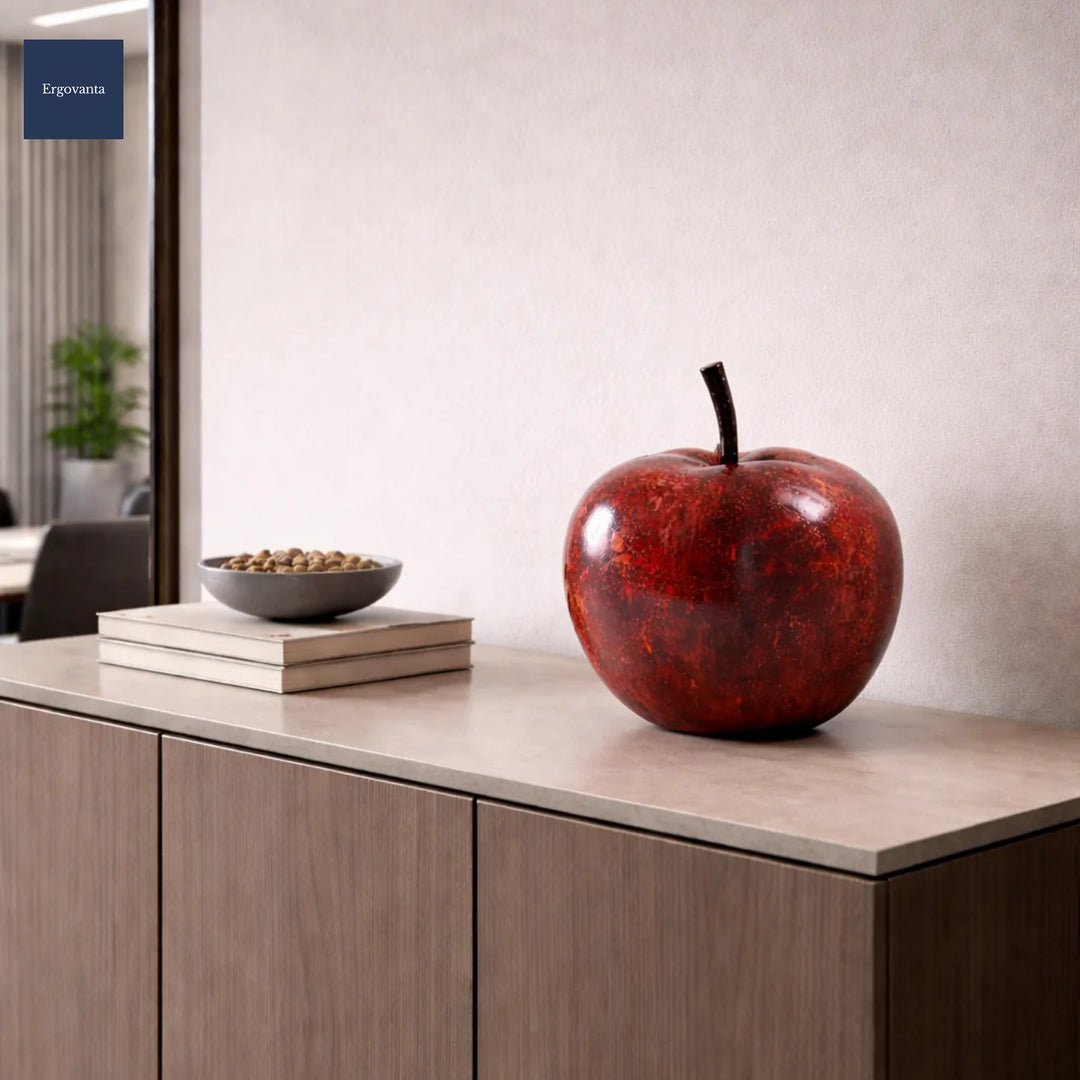 Hand-Painted Apple Sculpture - Mid-Century Modern Accent