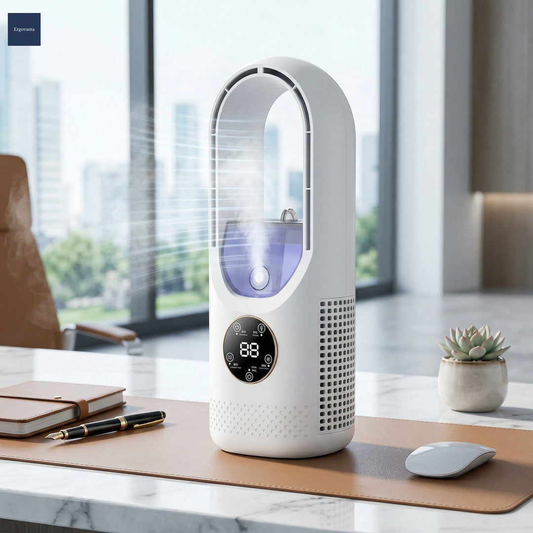 Portable Air Cooler &amp; Humidifier - Quiet Desk Cooling Fan