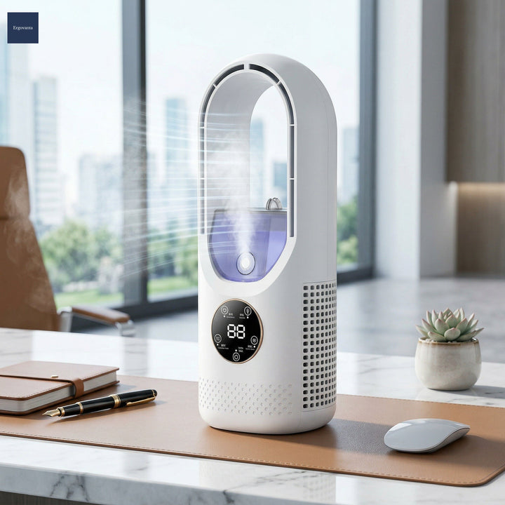 Portable Air Cooler &amp; Humidifier - Quiet Desk Cooling Fan
