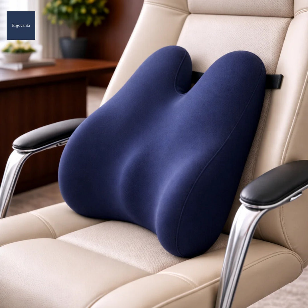 Memory Foam Lumbar Support Pillow - Ergonomic Office Back Cushion